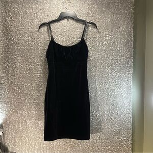 Y2K Strappy Mini Velvet Dress Black Whimsigoth Goth Medium By No Comment Ny LA